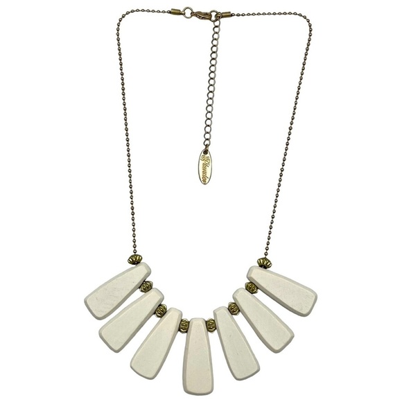 ❄️ Plunder | Antiqued Gold Wood Statement Pendant Necklace 22” - Picture 6 of 9